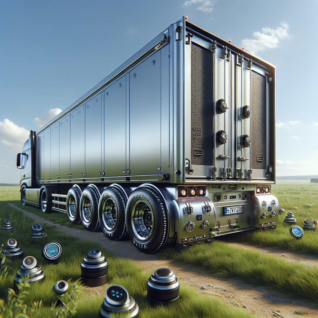 A trailer with a tire monitoring system in an outdoor setting.