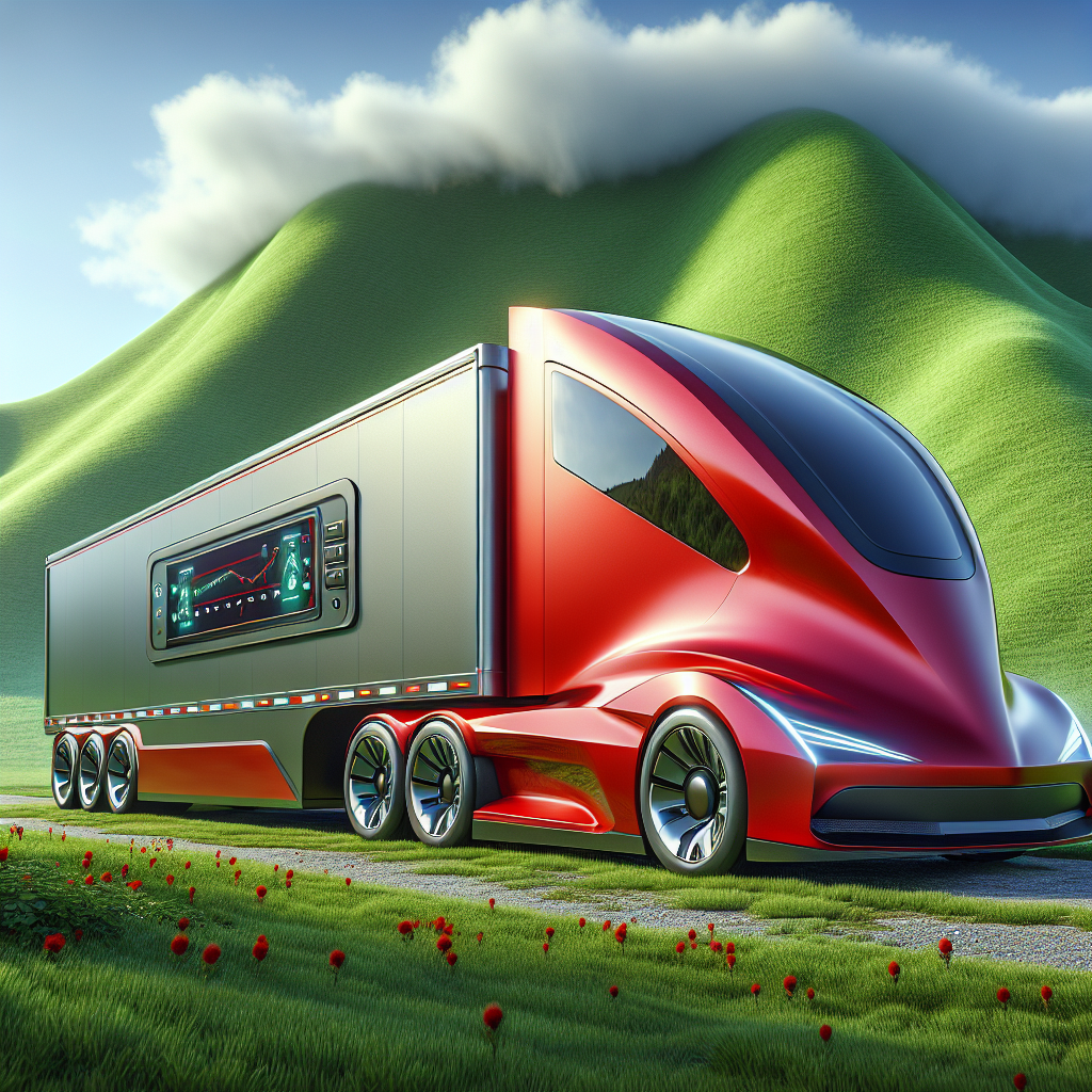 A trailer with a tire monitoring system parked in an outdoor landscape.