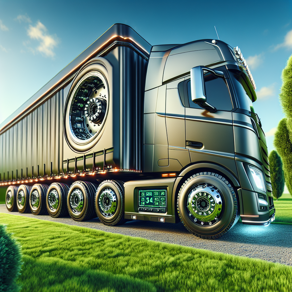 A trailer with a displayed Tire Pressure Monitoring System in a sunny outdoor setting.