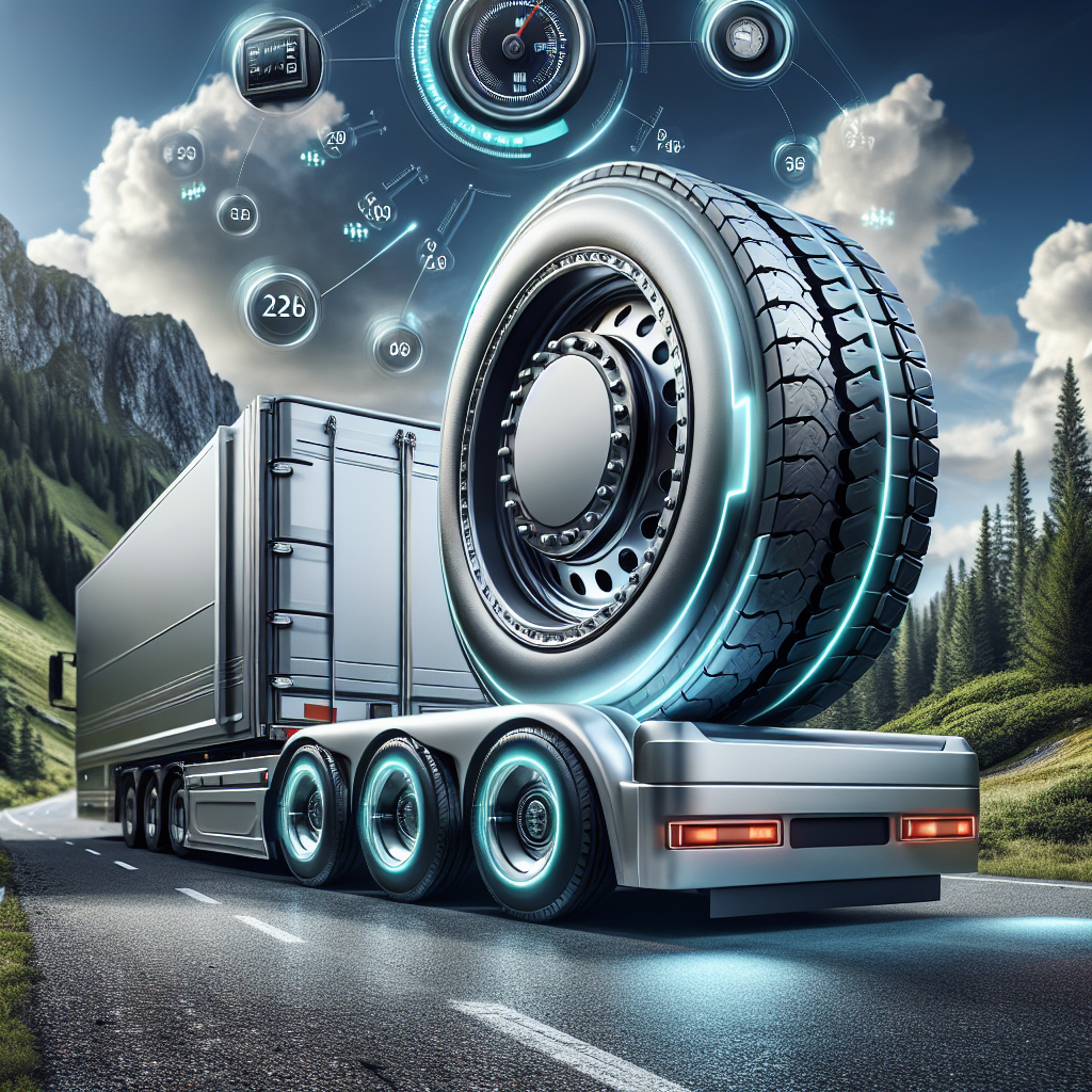 A modern trailer with a tire pressure monitoring system on a scenic road.