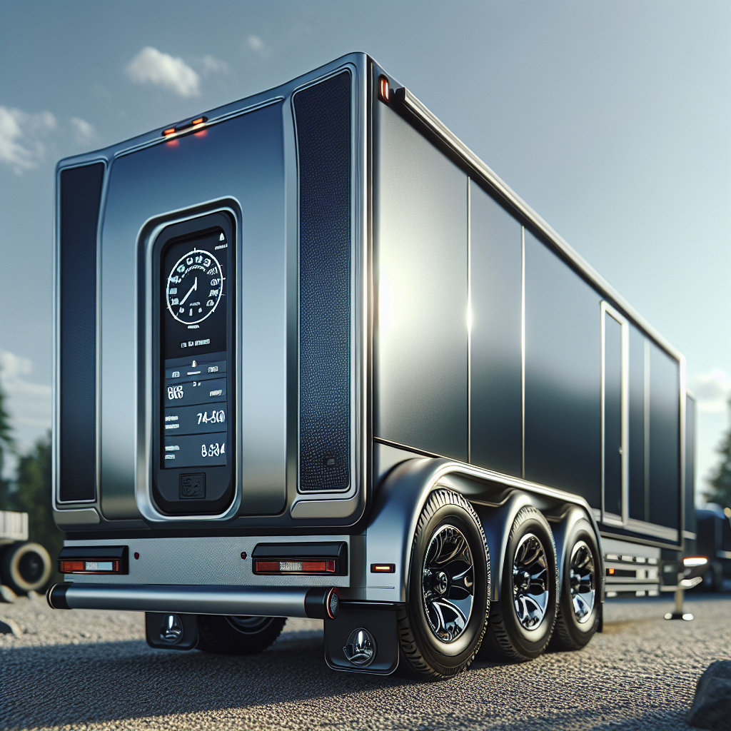 A modern trailer highlighting its tire pressure monitoring system in an outdoor setting.