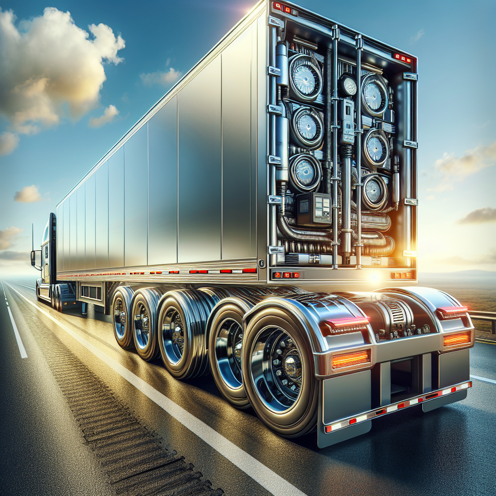 A trailer with Individual Trailer TPMS technology on an open highway.