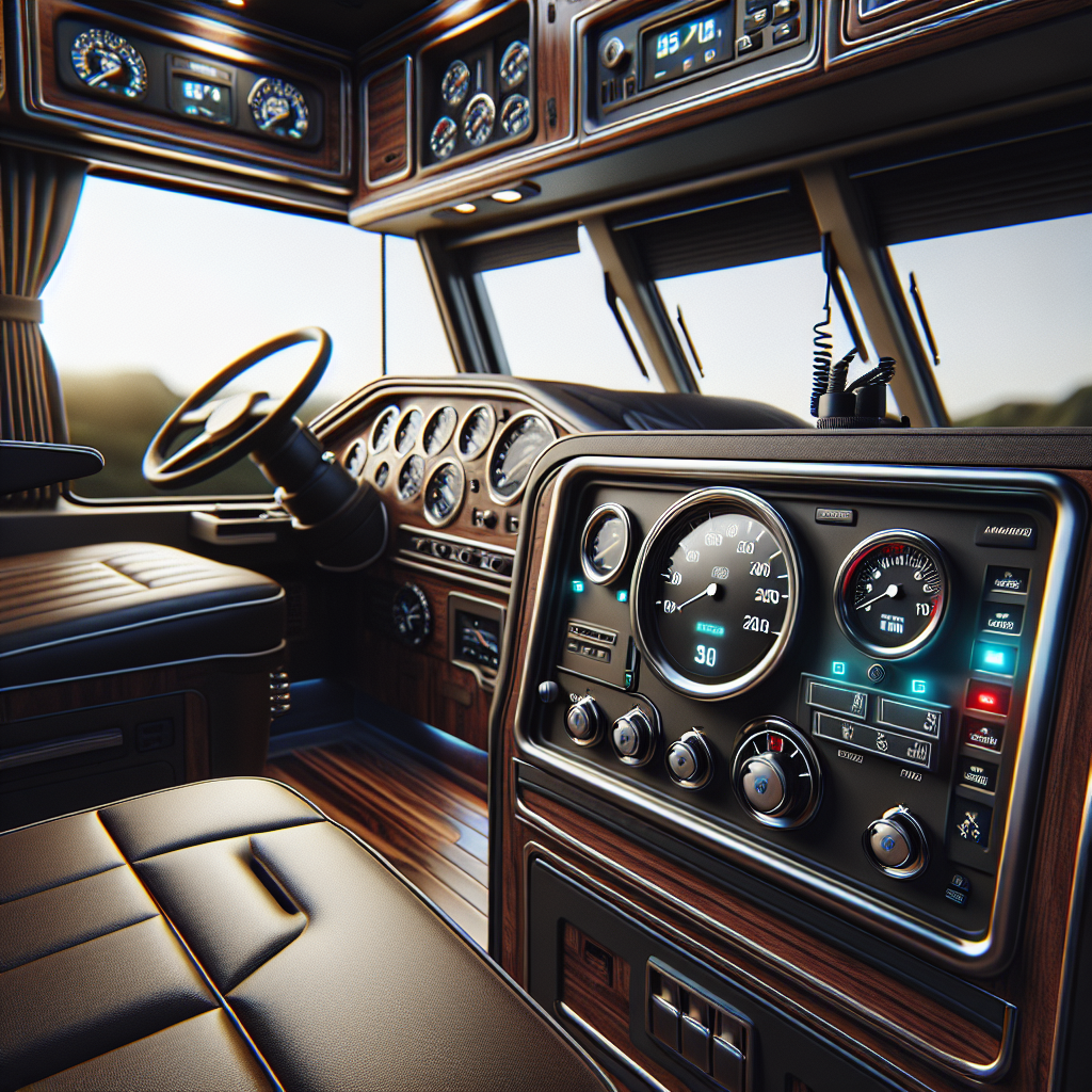 An RV dashboard featuring a tire pressure monitoring system.