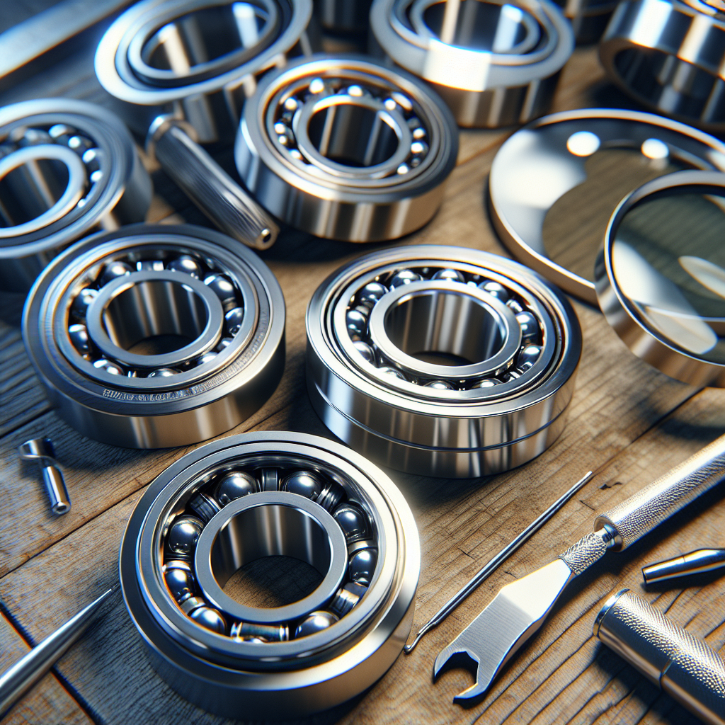 Close-up of high-quality trailer wheel bearings in a workshop setting.