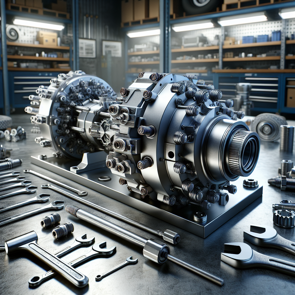 A trailer axle box in a workshop setting with tools and spare parts.