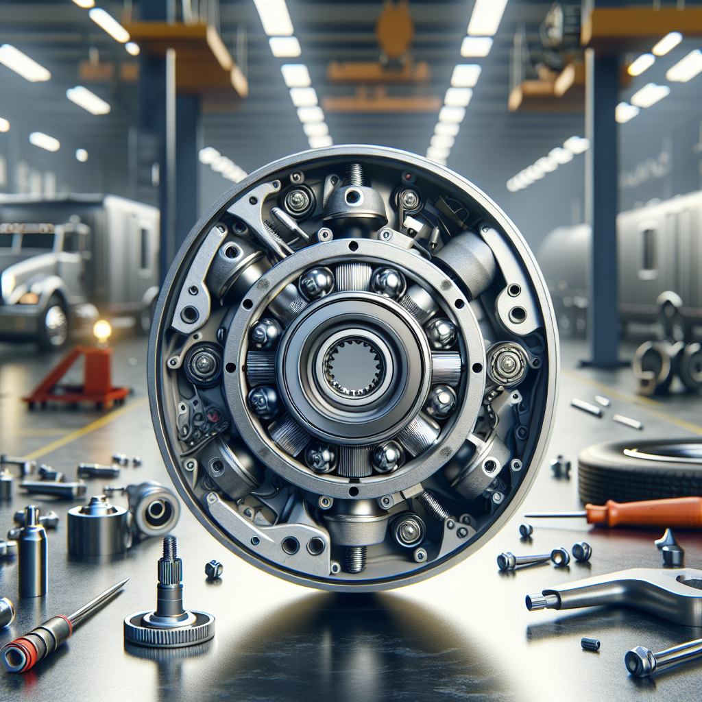 An illustration of trailer wheel bearings showing axial movement in a workshop setting.