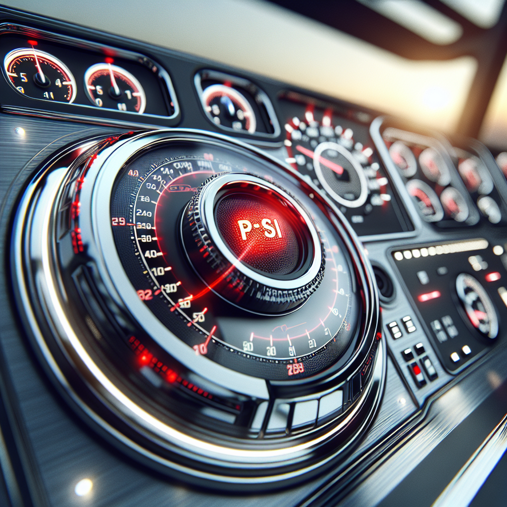 A close-up of a trailer dashboard featuring an illuminated PSI light.
