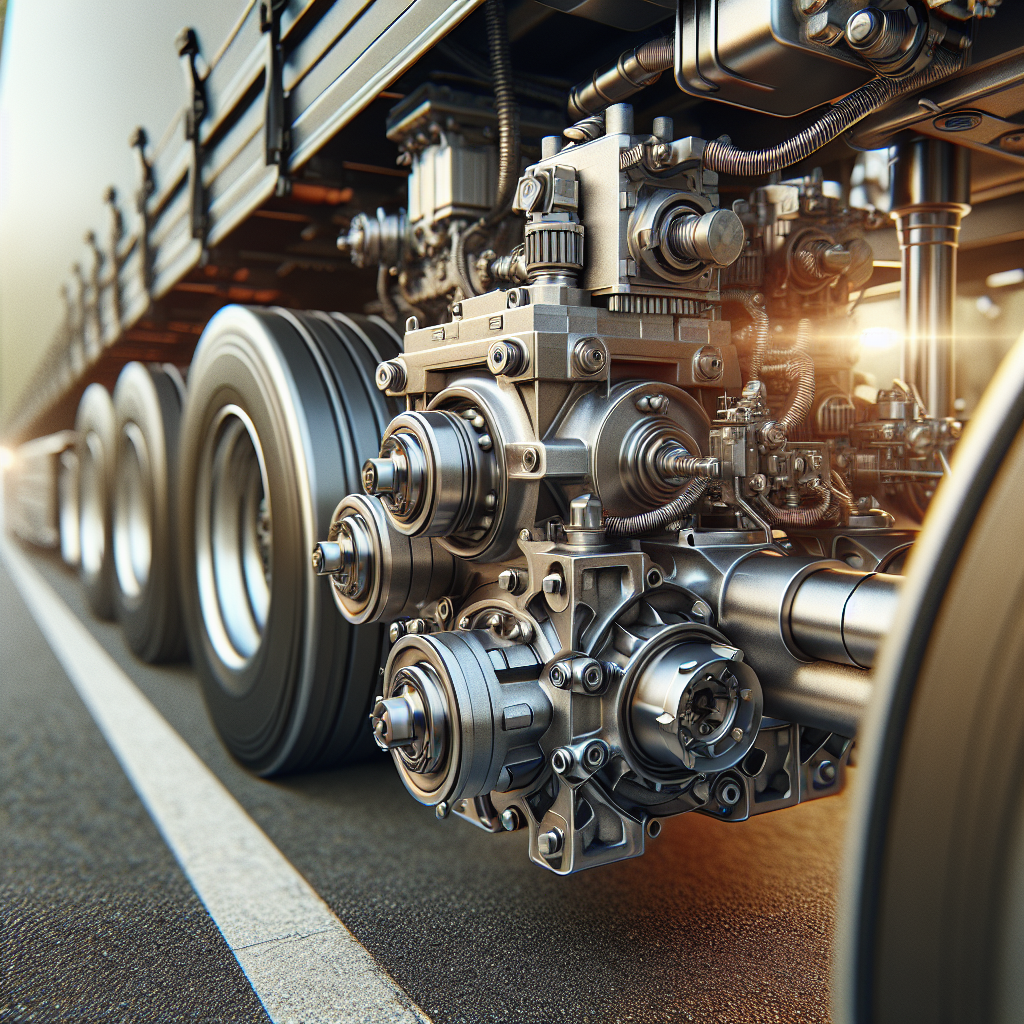 A close-up view of a mechanical axle box on a trailer.