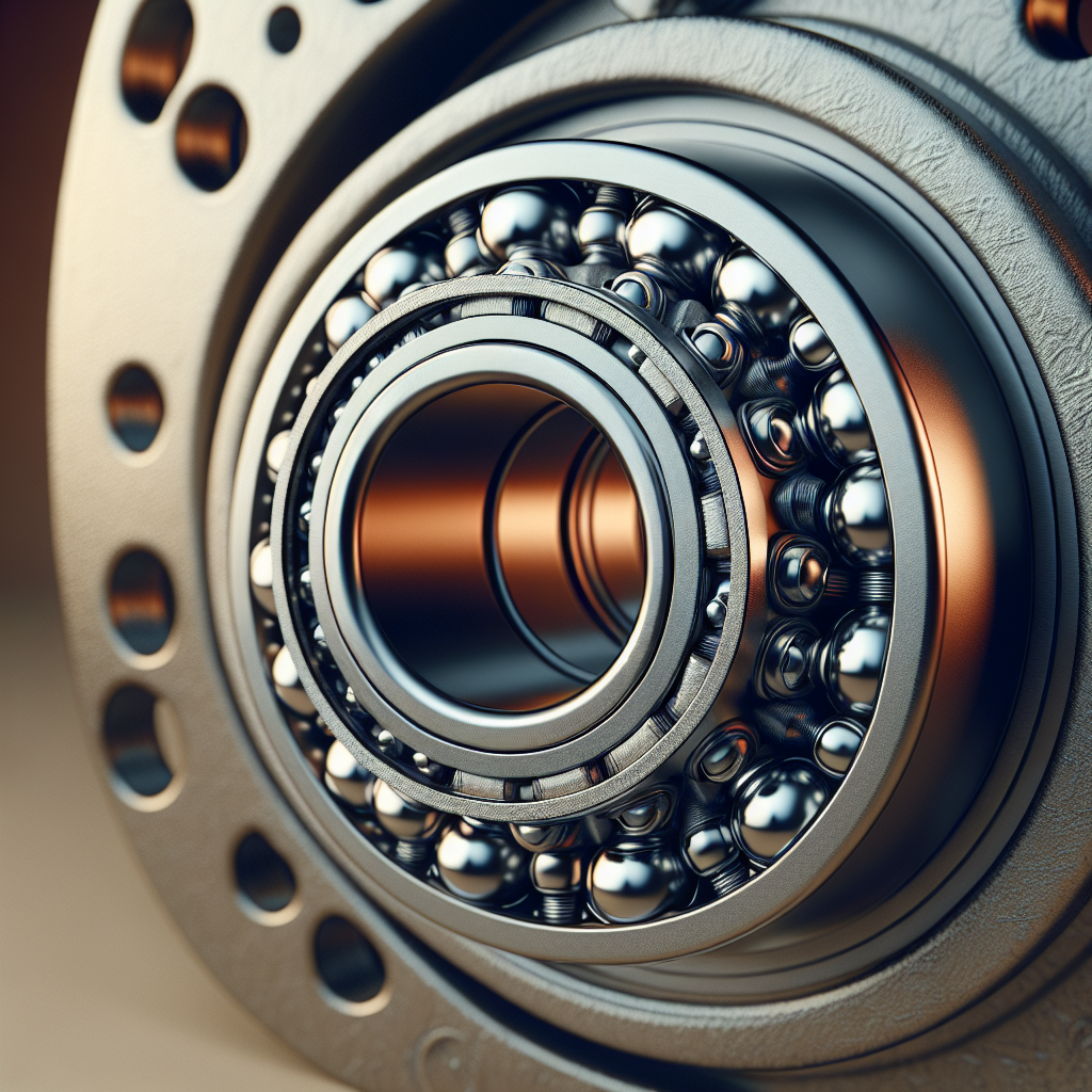 A close-up view of a trailer wheel bearing, highlighting its metallic components and ball bearings.