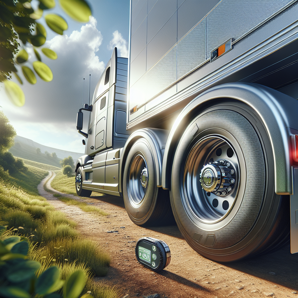 A trailer with a tire pressure monitoring system in a natural outdoor setting.