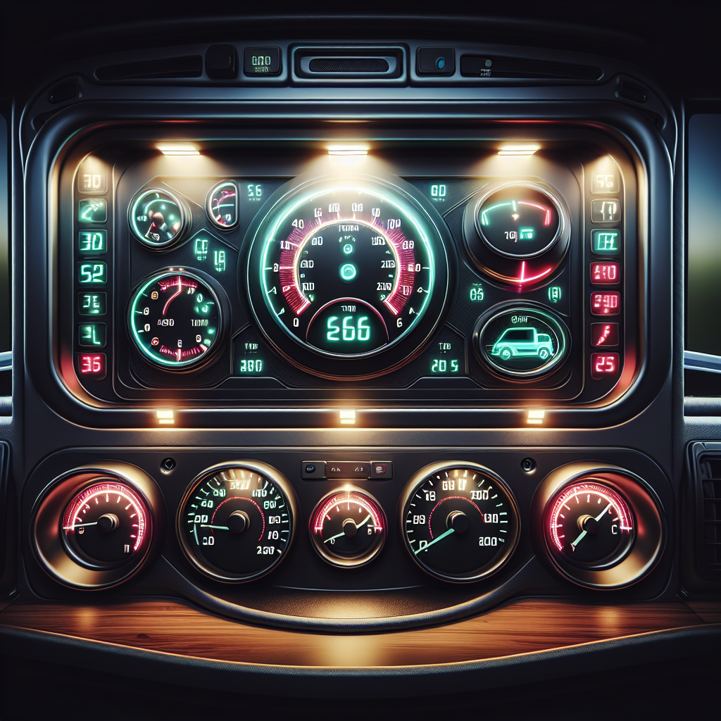 A tire pressure monitoring system display on a camper dashboard.