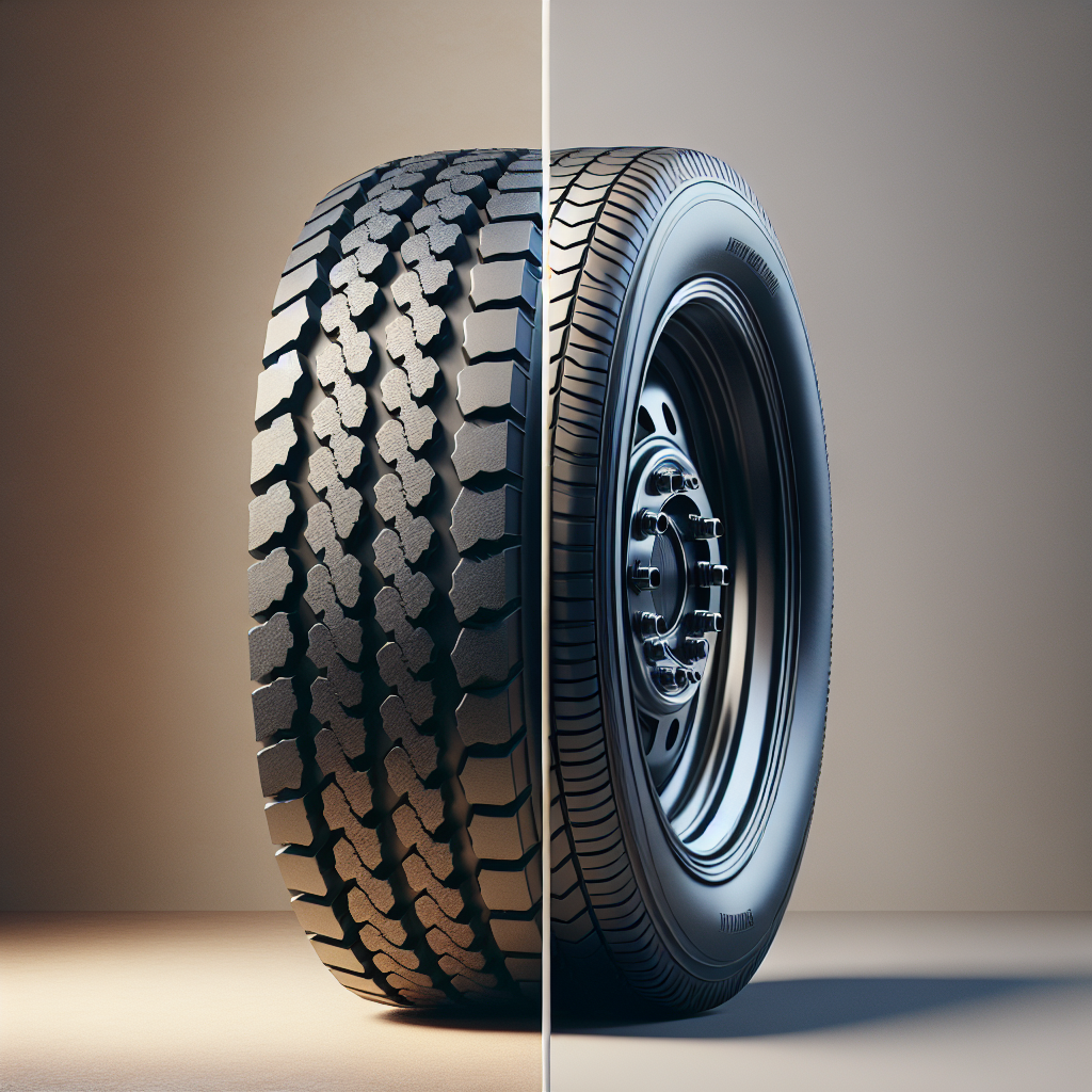 Comparison of a trailer tire and an automotive tire.