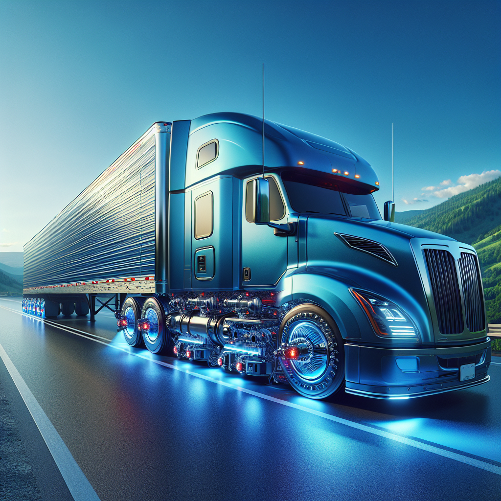 A trailer on a highway showcasing temperature mapping technology.