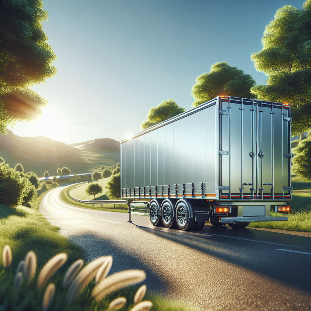 A parked trailer in a scenic outdoor landscape showing its tires with proper inflation.