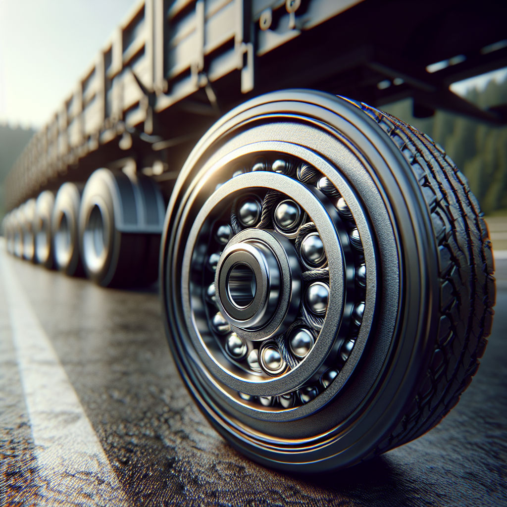 Close-up view of trailer bearings and wheels highlighting their importance.