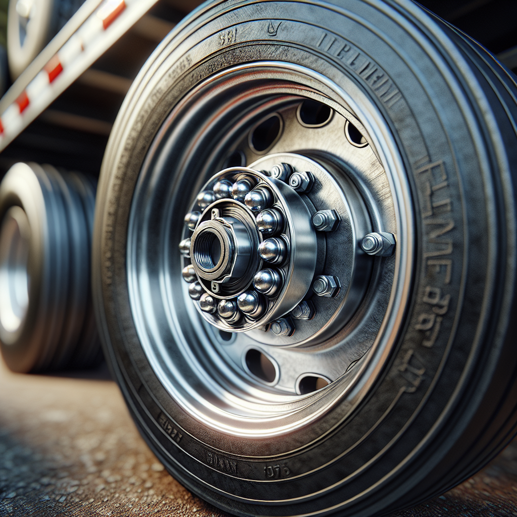 A close-up of a trailer wheel and bearing assembly, highlighting maintenance aspects.