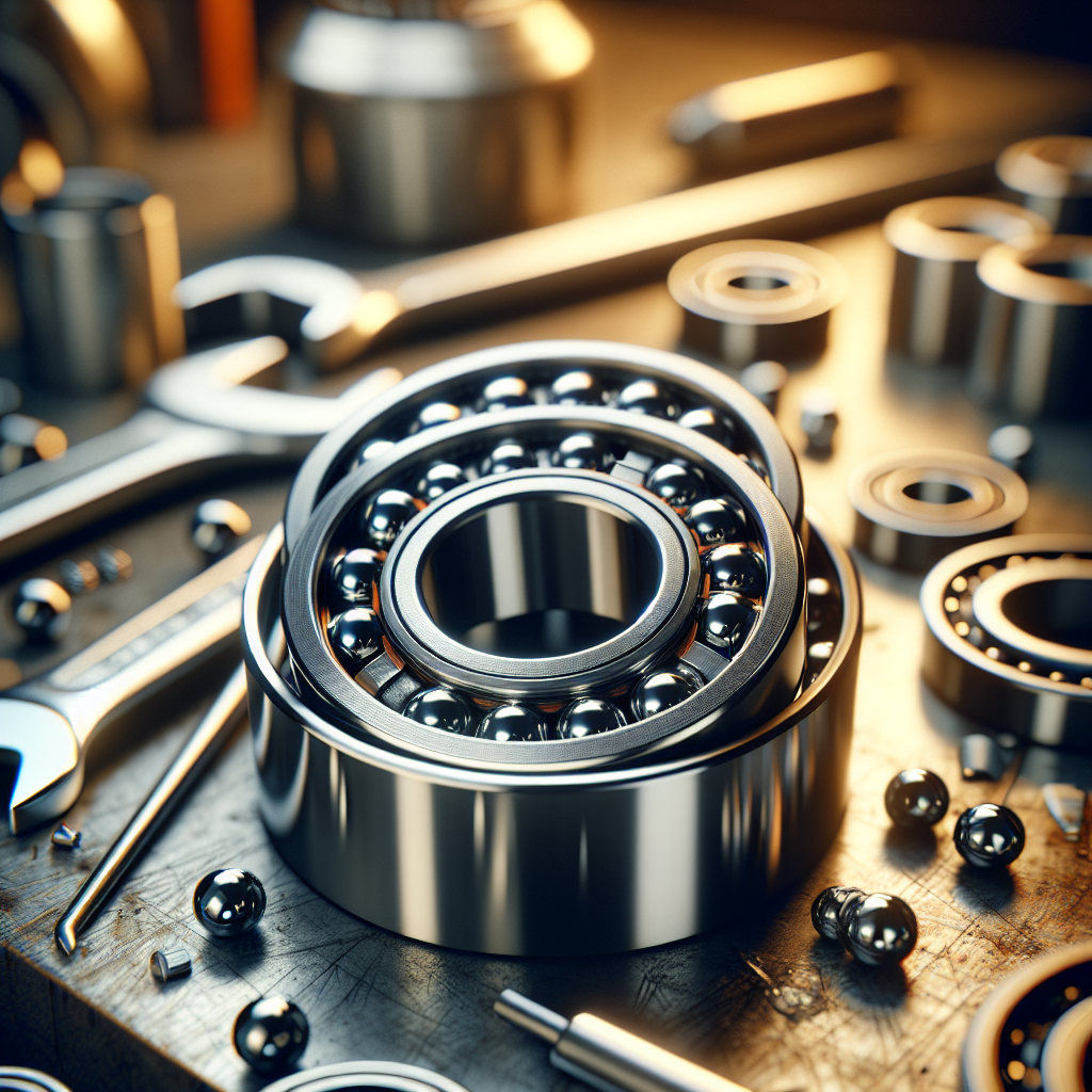 Close-up of trailer bearings on a workshop bench.