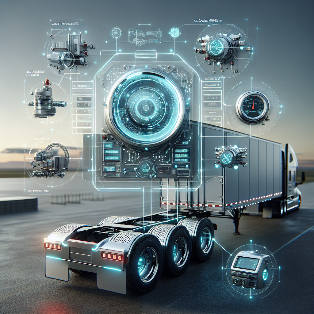 A safety monitoring system for trailers, featuring digital readouts and sensor components.