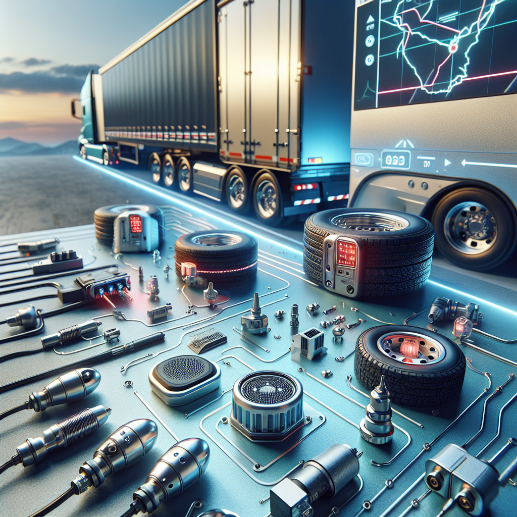 Close-up view of a safety monitoring system for trailers, showcasing sensors and GPS tracking technology.