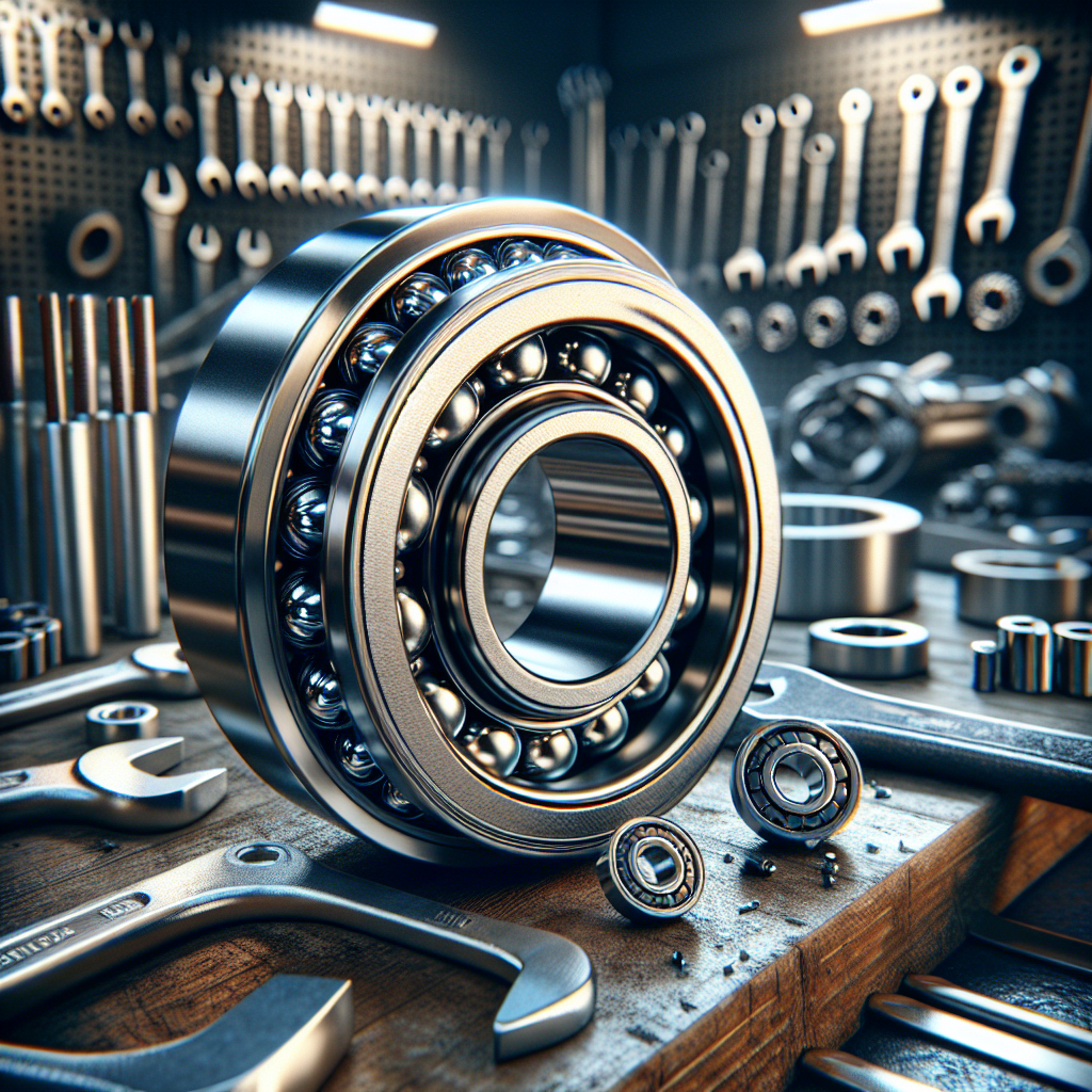 Close-up view of trailer wheel bearings in a workshop setting.
