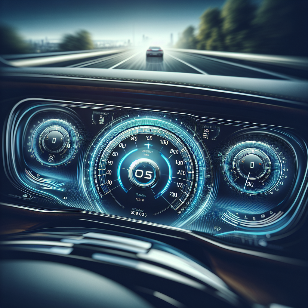 A modern car dashboard displaying tire pressure monitoring system gauges.