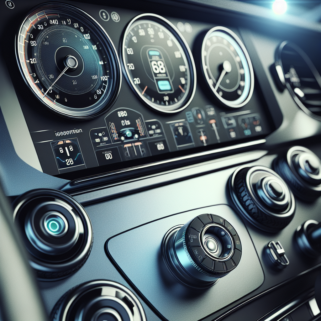 A detailed view of a tyre pressure monitoring system on a car dashboard.