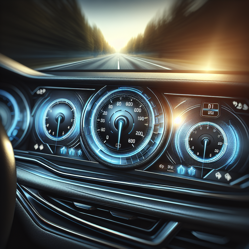 A modern vehicle dashboard displaying a tyre pressure monitoring system.