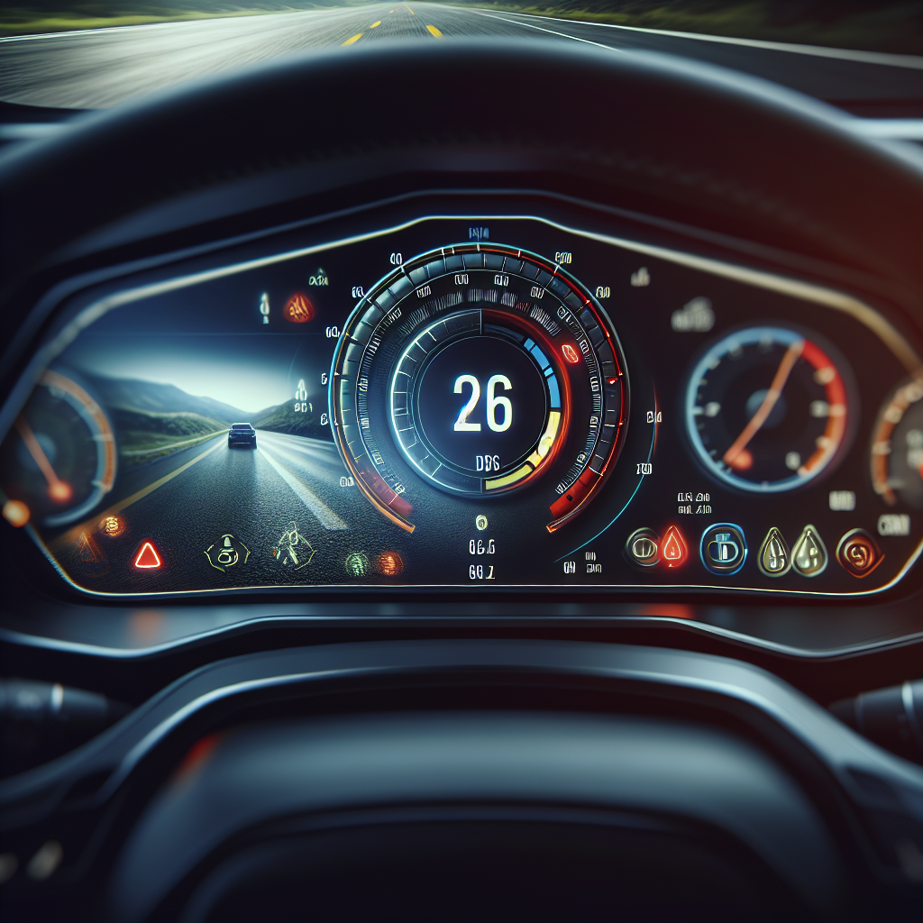 Vehicle dashboard showcasing a Tyre Pressure Monitoring System without any text.