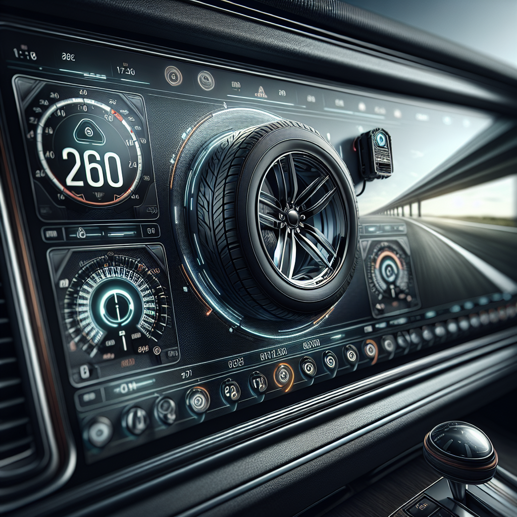 A close-up of a Tyre Pressure Monitoring System on a vehicle dashboard.