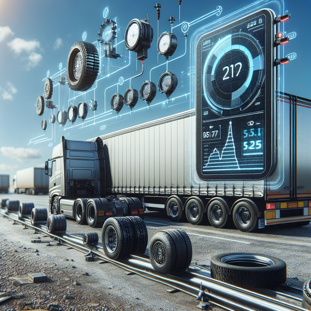 A logistics scene illustrating trailer temperature mapping with monitoring devices and trucks.