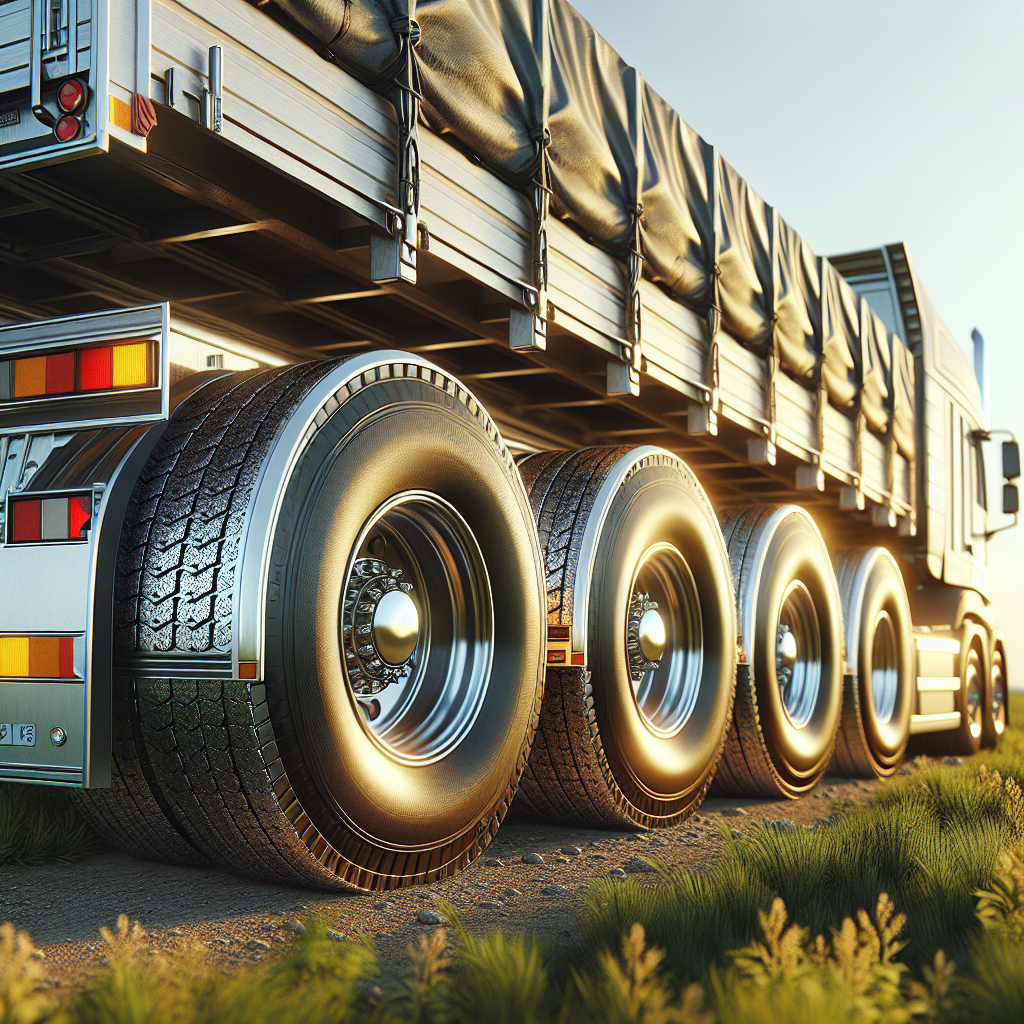 A well-maintained trailer with large, properly inflated tyres parked by the roadside.
