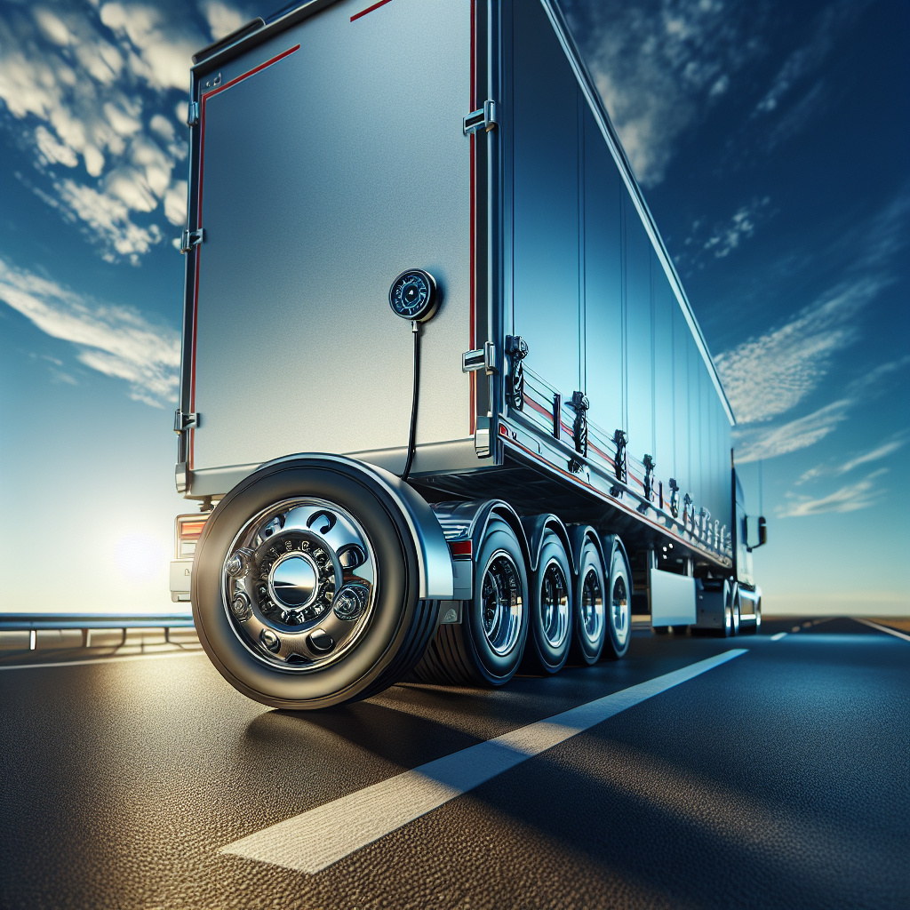 A trailer with the Dill Tire Pressure Monitoring System on an open road.