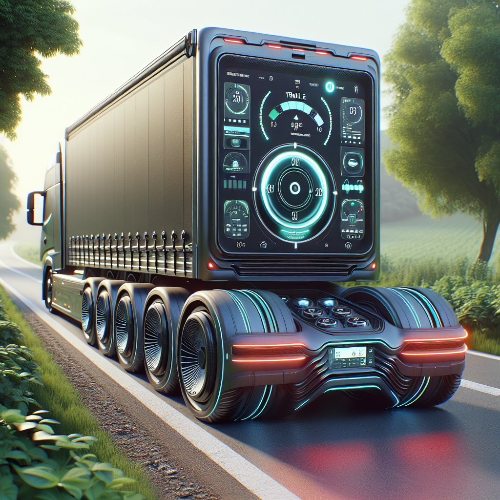 A trailer showcasing the Mopar Trailer Tire Pressure Monitoring System on a road with greenery.