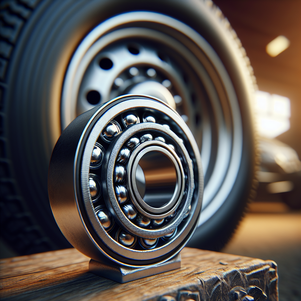 A close-up view of a trailer wheel bearing and wheel.