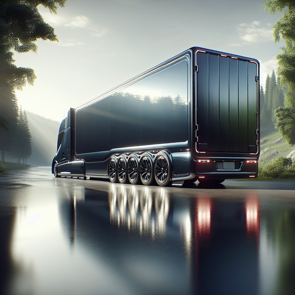 A modern trailer showcasing the Mopar Trailer Tire Pressure Monitoring System in a scenic setting.