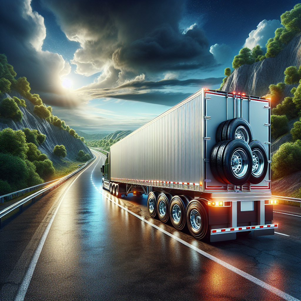 A trailer parked on a highway with visible tires, emphasizing the importance of tire pressure monitoring.