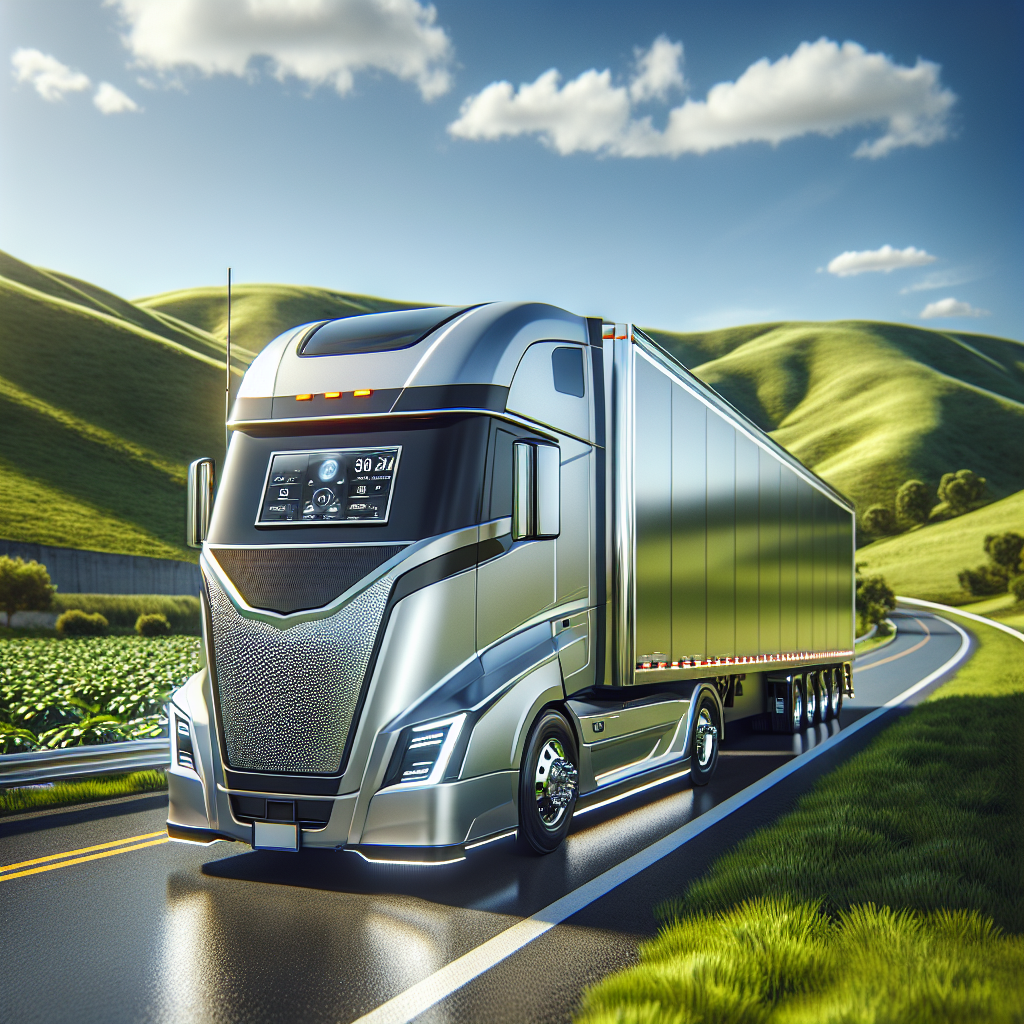 A modern silver trailer parked on a scenic highway with highlighted tires and a digital tire pressure monitoring system.