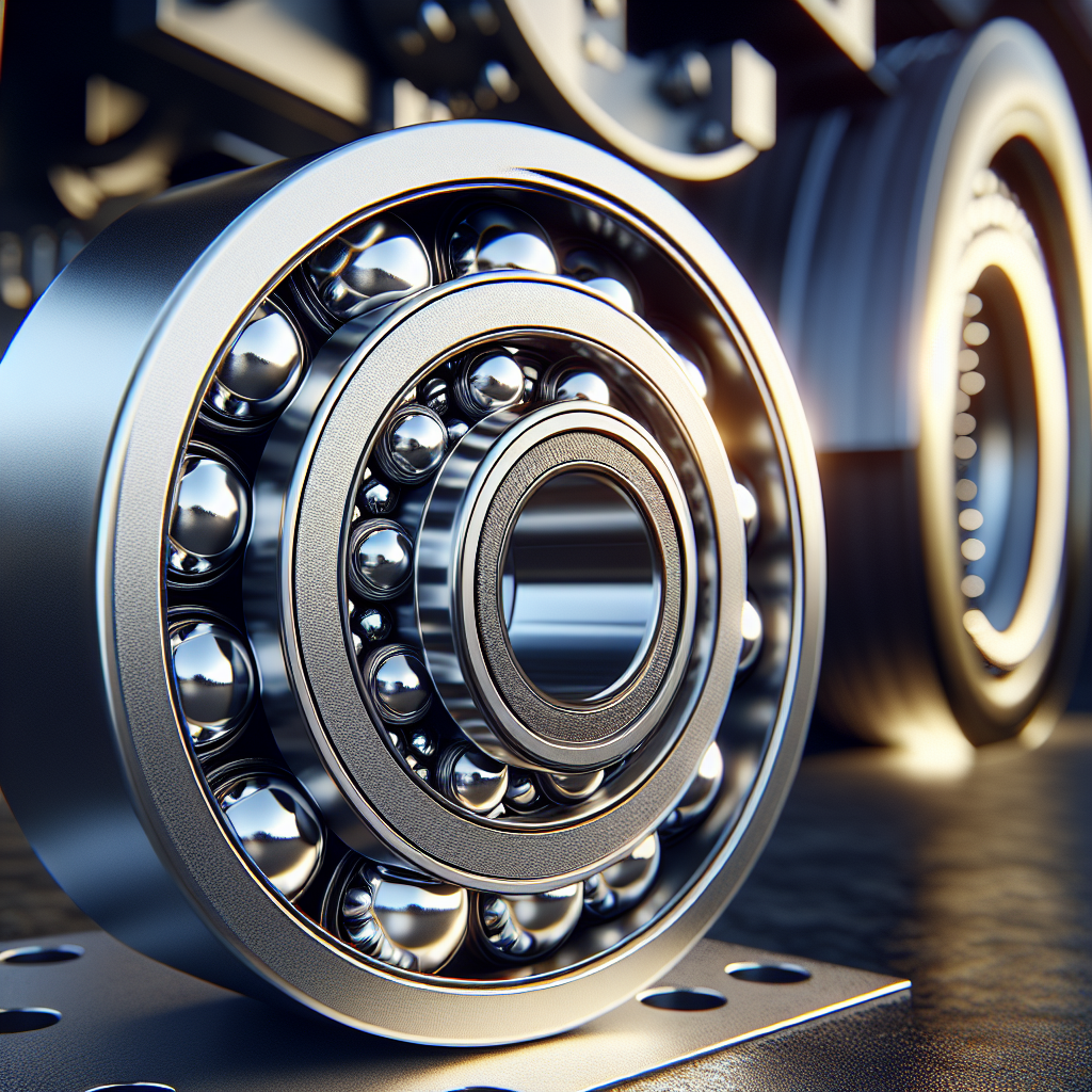Close-up view of wheel bearings with a partial trailer wheel in the background.