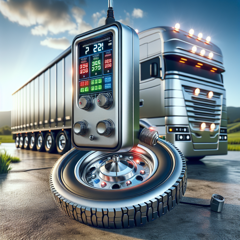 A high-tech tire pressure monitoring system for a trailer with a digital display.