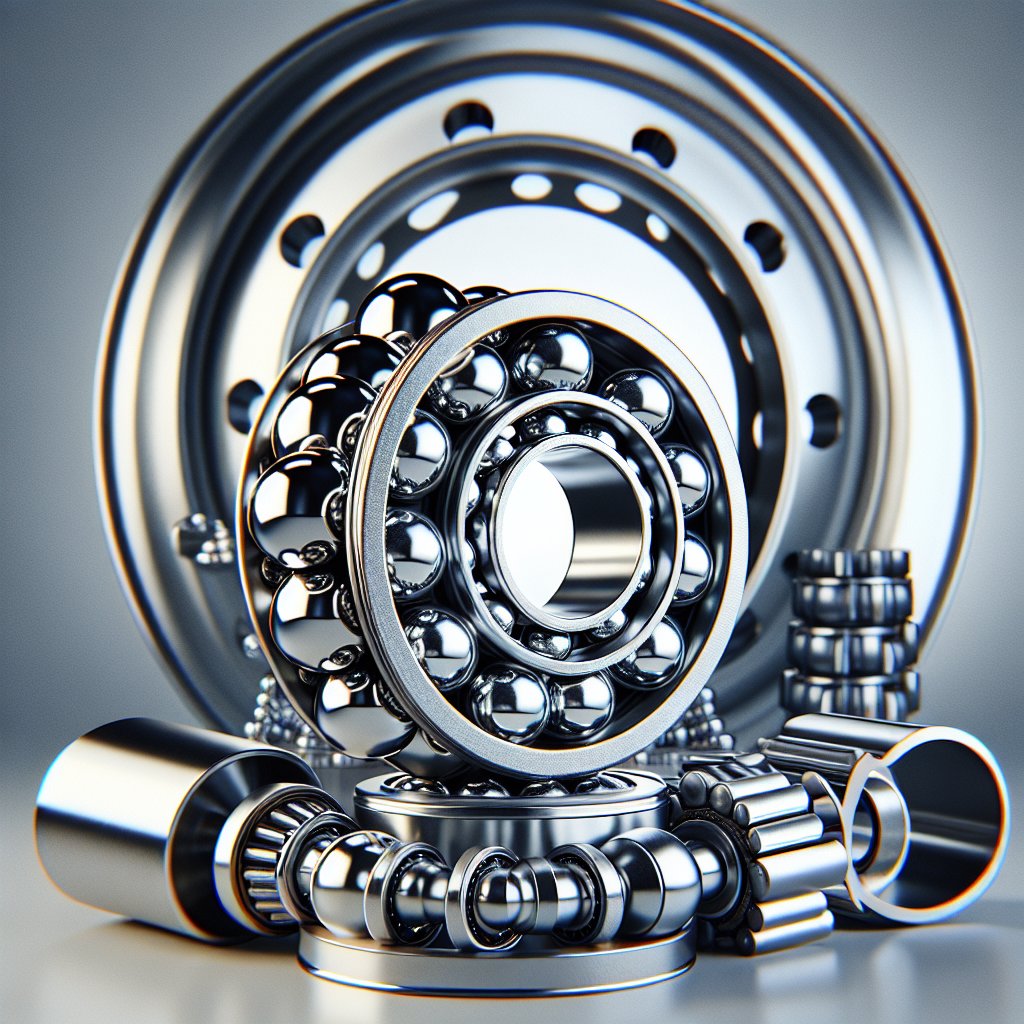 An illustration of trailer wheel bearings, focusing on ball and roller bearings with a trailer wheel hub in the background.