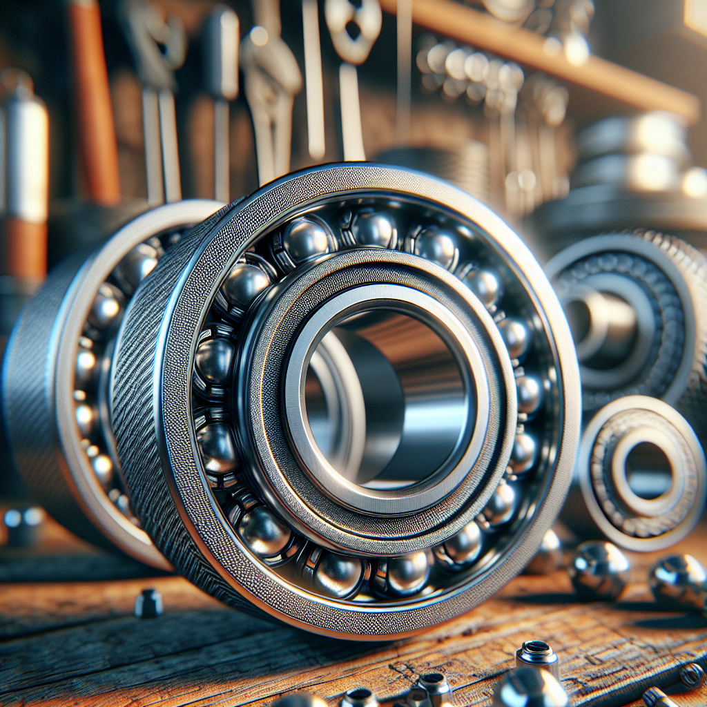 Close-up of high-quality trailer wheel bearings in a workshop.