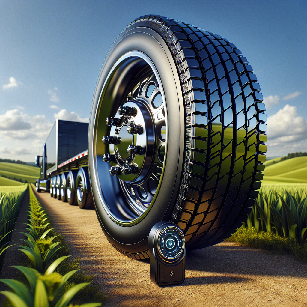 A trailer equipped with a Tire Pressure Monitoring System, showcasing its tires and sensors.