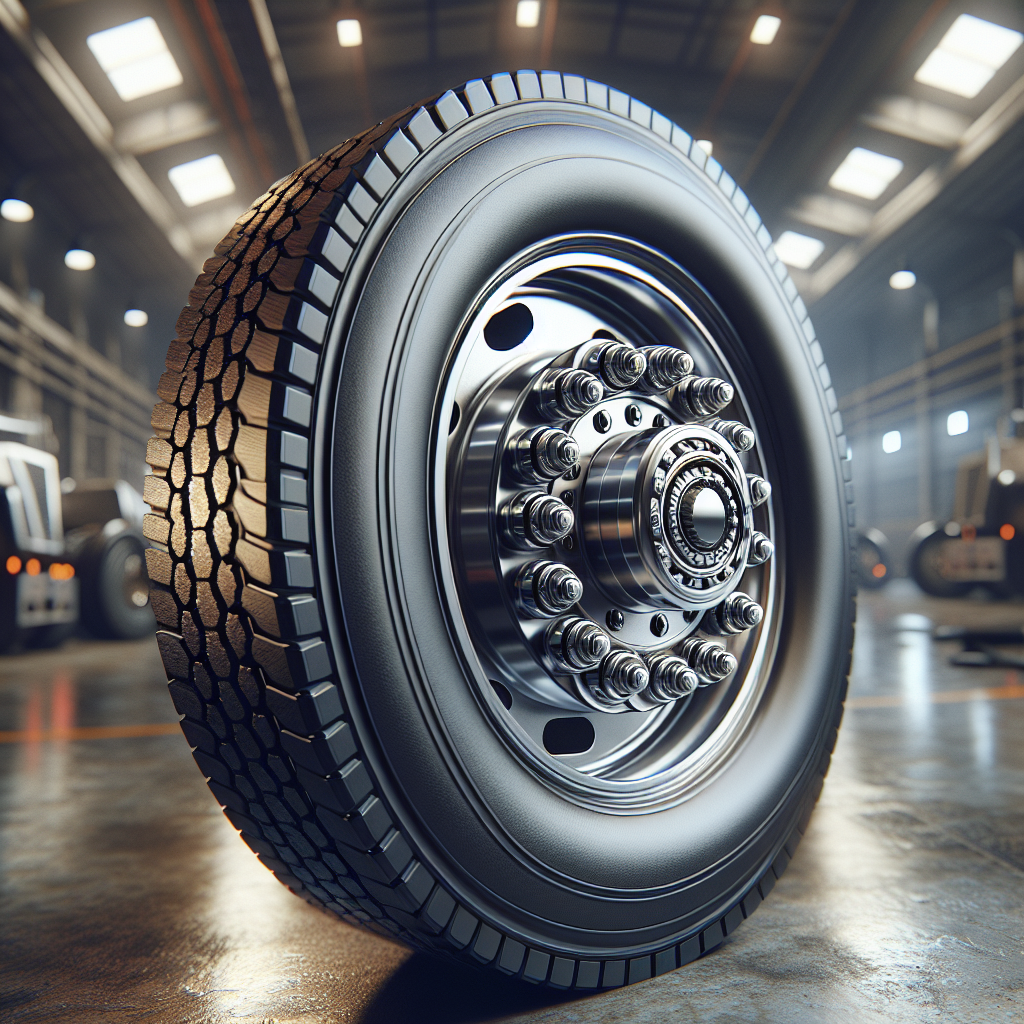 Close-up view of a trailer wheel bearing assembly in a workshop.