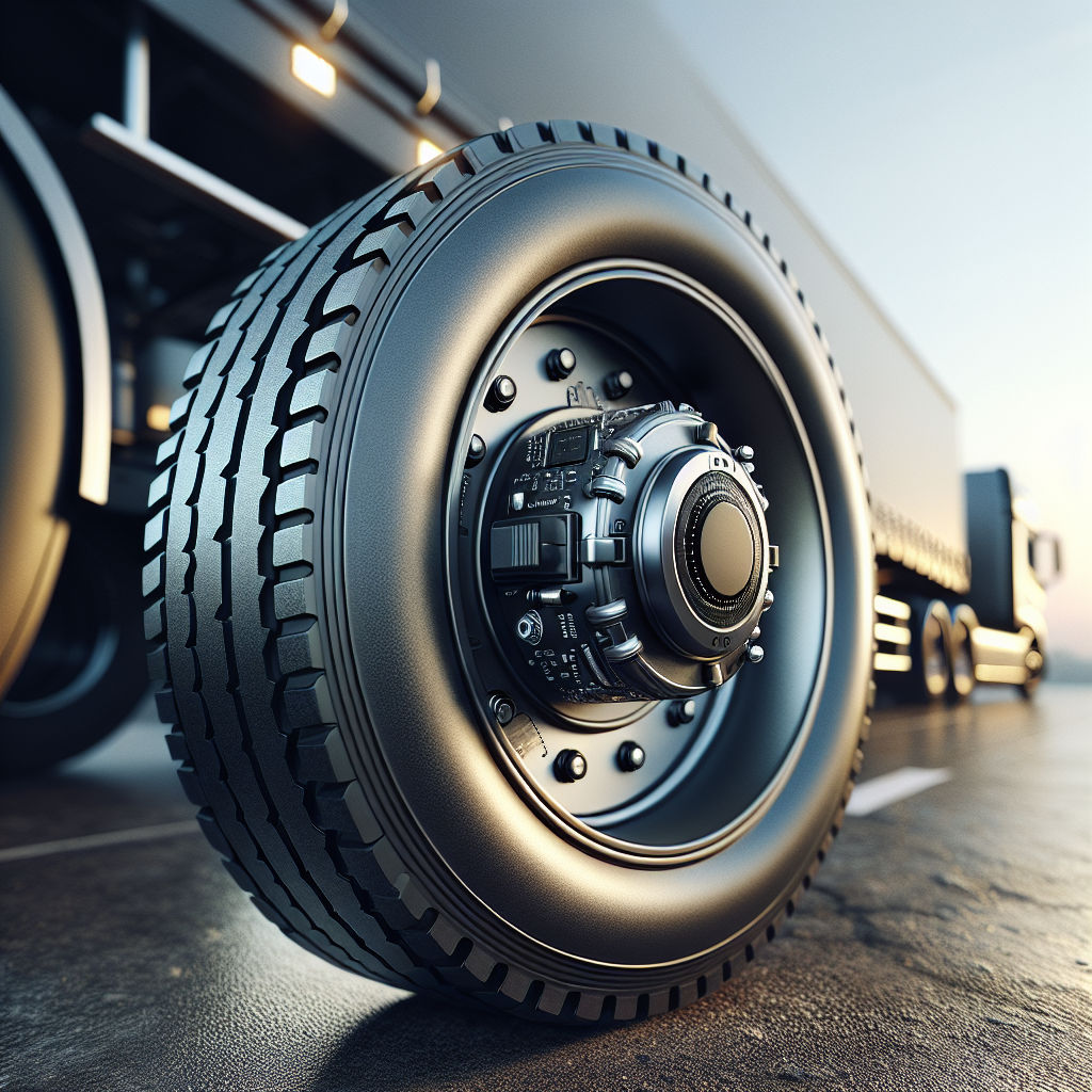 A RAM Trailer Tire Pressure Monitoring System sensor attached to a tire.