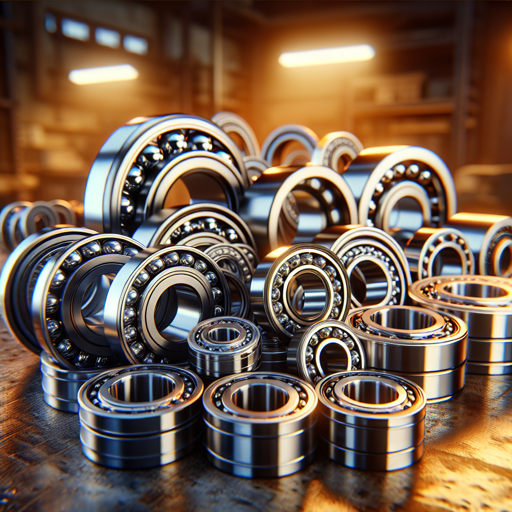 Close-up view of high-quality wheel bearings on a workshop table.