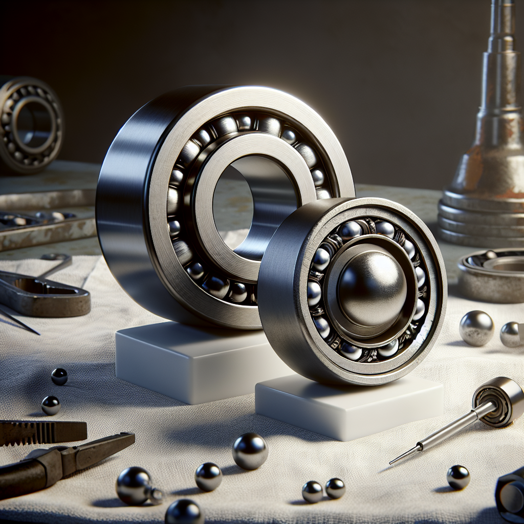 Two types of trailer wheel bearings: a roller bearing and a ball bearing, presented on a white background.