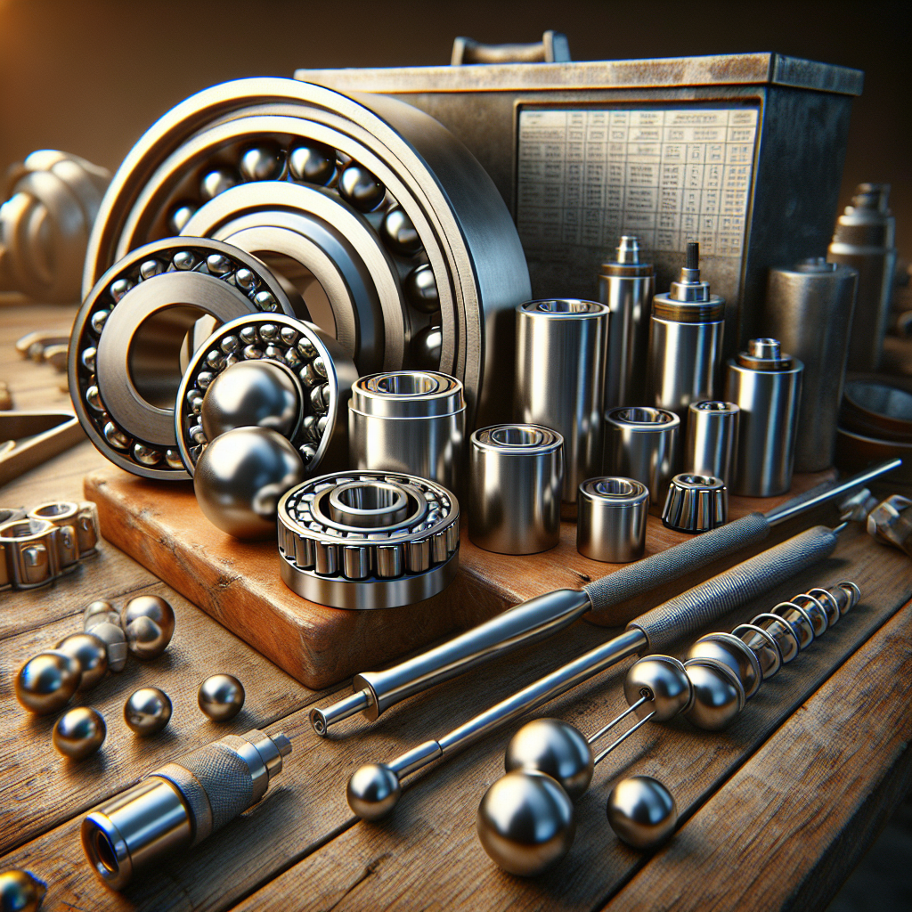 Close-up of trailer wheel bearings on a workbench with tools.