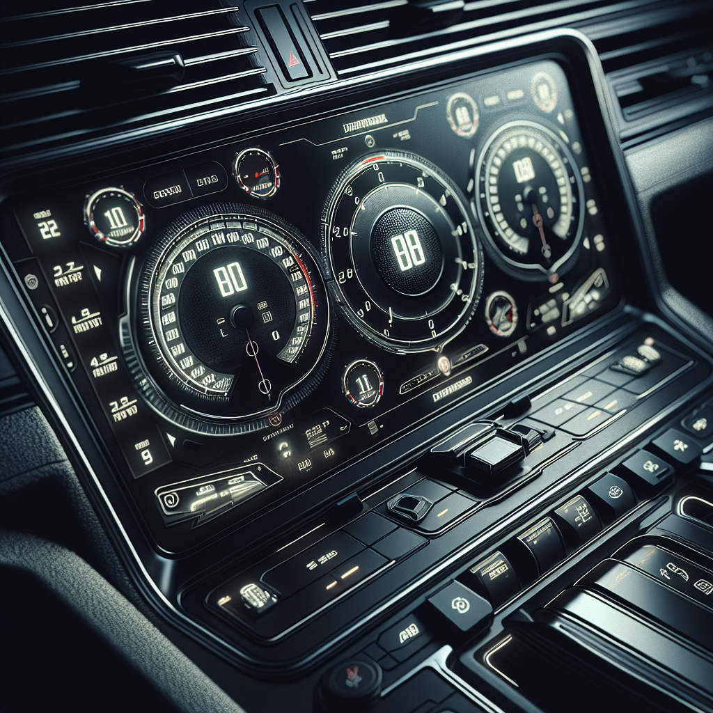 Close-up of a Tire Pressure Monitoring System display panel in a vehicle.
