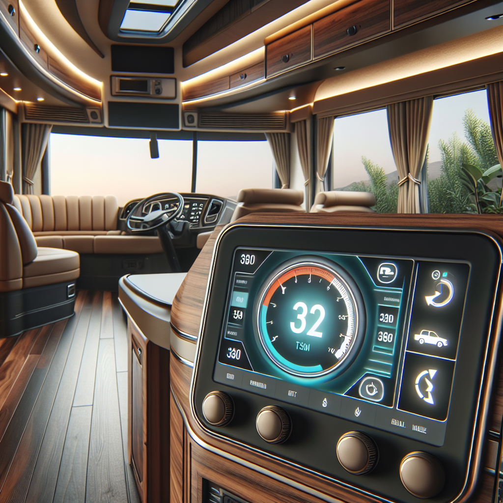 A tire pressure monitoring system displayed in an RV dashboard.