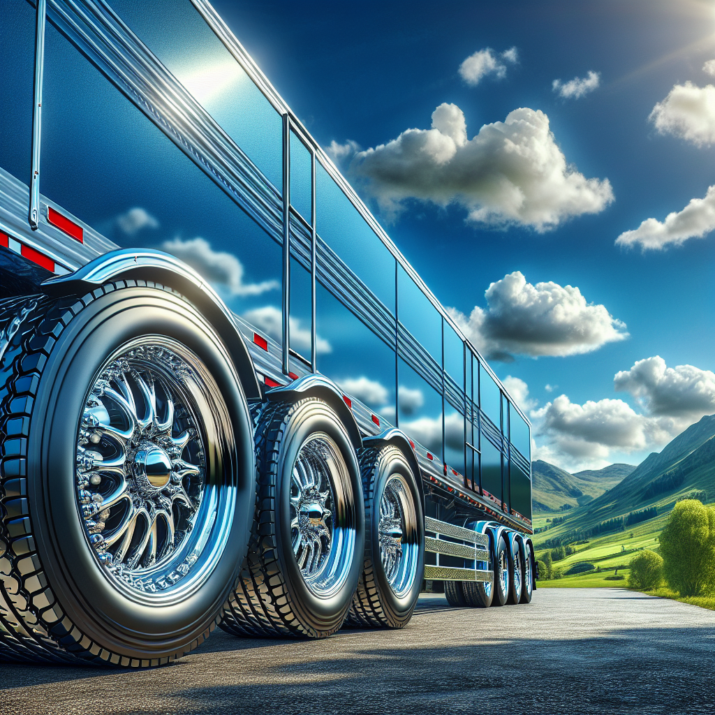 A trailer parked by the roadside with worn tires, set against a picturesque landscape.